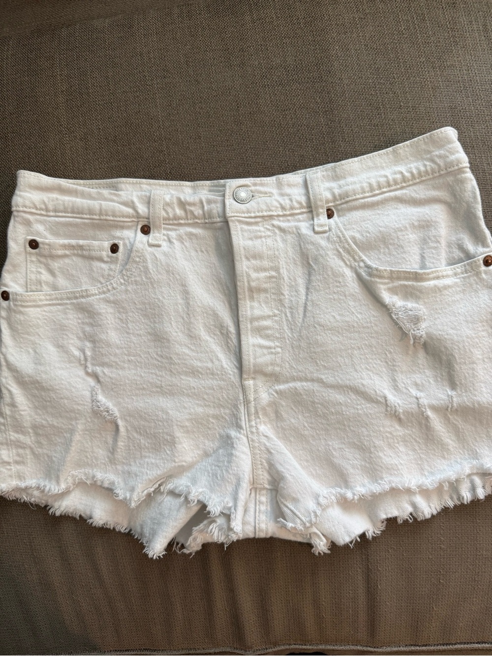 Levi’s 501 White Distressed Women's Denim Shorts